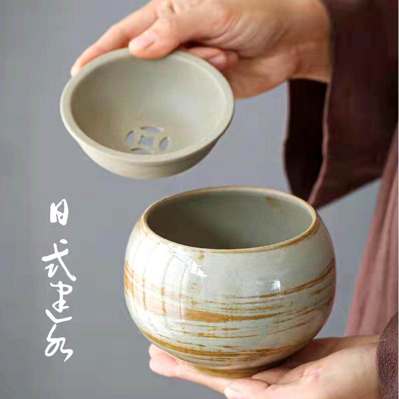 德玉堂日式陶瓷建水茶盂茶渣缸家用茶道配件带盖茶洗杯废水渣斗