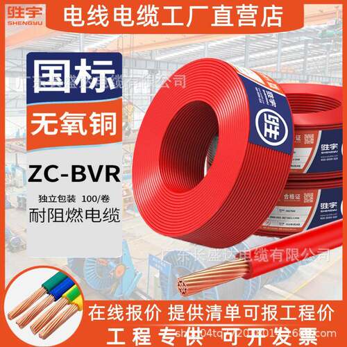 胜宇电缆国标阻燃ZC-BVR1.5/2.5/4/6平方铜芯多股软线家装用电线