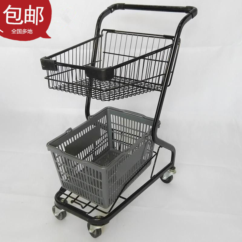 市购物车推车理货车双层购物车KTV便利店小型推车拍照道具