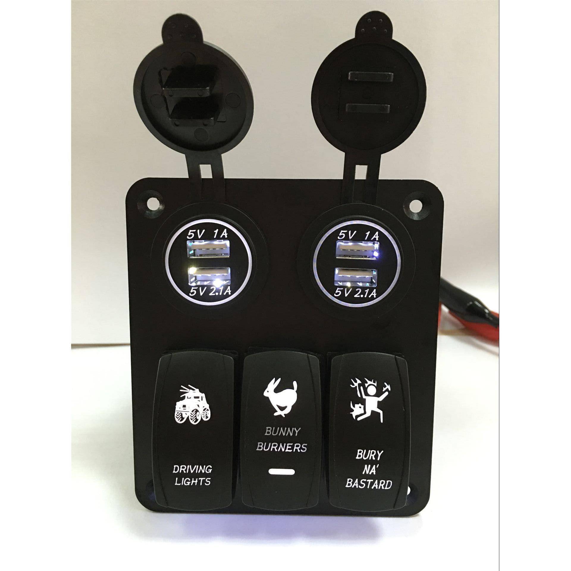 三位多功能组合面板带新款双USB/点烟头/电压电流表12-24V通用