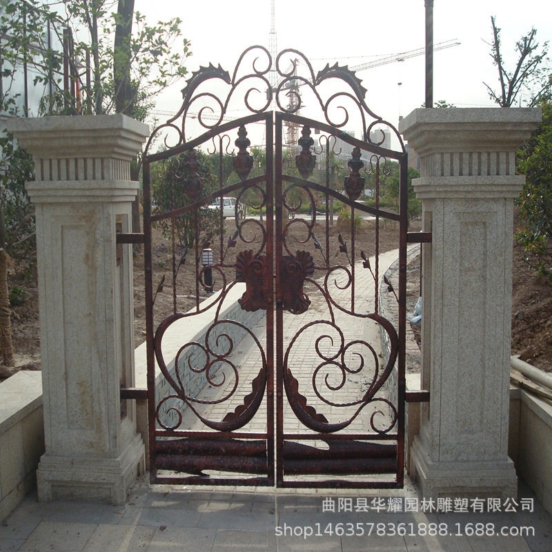 石雕门柱花岗岩柱子大理石罗马柱户外别墅庭院小区大门口雕塑摆件