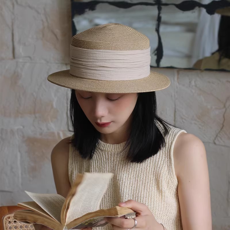 法式草编轻便防晒草帽女士出游