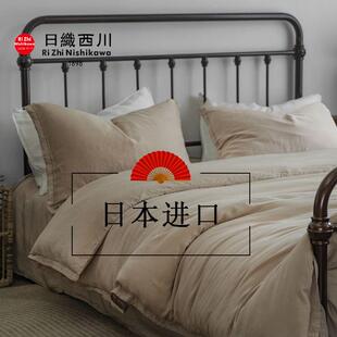 高级感砂洗做旧小宽边黑灰80支兰精天丝四件套超柔软裸睡床单被套