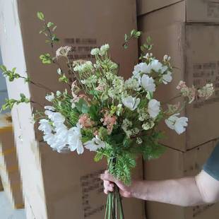M357自然风白绿色花束摆设仿真花绢花假花婚庆样板间别墅装 饰