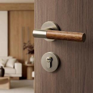 新中式门锁室内卧室房间门锁内门锁静音磁吸执手锁木门锁分体门锁