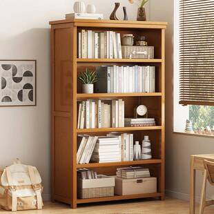 书架一体靠墙落地家用经济型置物架简易多层书柜客厅收纳储物柜子