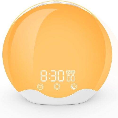 新款日出唤醒灯LED双面贝壳七彩氛围灯闹钟睡眠灯卧室台灯小夜灯