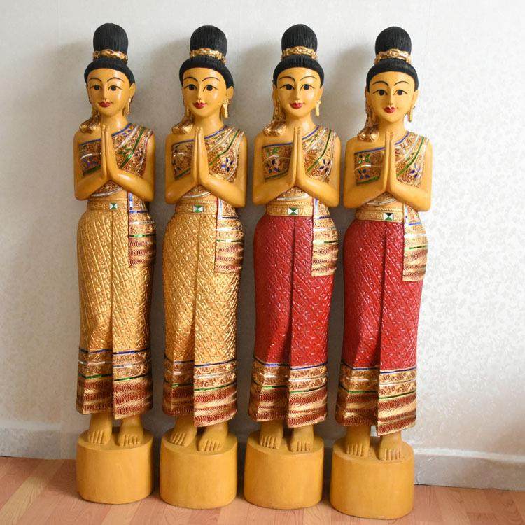 泰国迎宾女木雕人物萨瓦迪卡门童工艺品摆件东南亚特色家居装饰品,纺织面料/辅料/配套,纺织机械配件,淘宝优惠券,粉丝福利购,淘宝优惠卷
