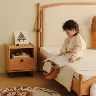 实木儿童床头柜男孩女孩樱桃木儿童卧室家具床头小型收纳柜