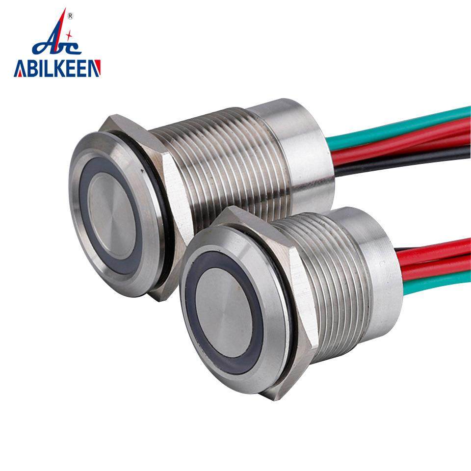 19mm平头触摸开关不锈钢材质LED分段调光触摸感应开关可做状态灯