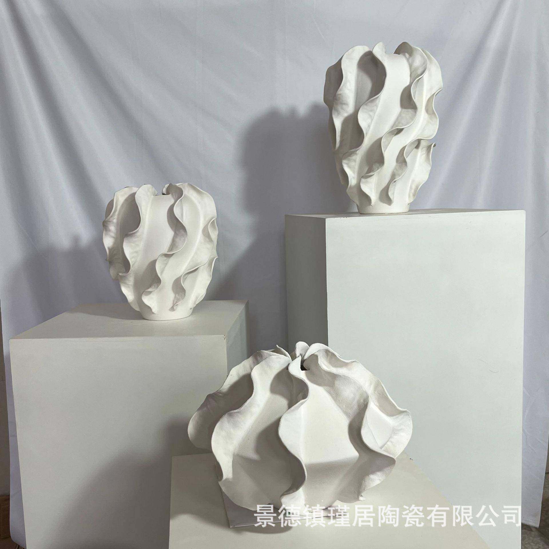 纯手工异形陶瓷花瓶摆件手工重工捏片花木耳边软装样板间陶瓷花,纺织面料/辅料/配套,纺织机械配件,淘宝优惠券,粉丝福利购,淘宝优惠卷