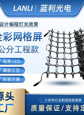 2公分工程款DMX512全彩网格屏12V黑色P50户外防水广告LED透明屏幕