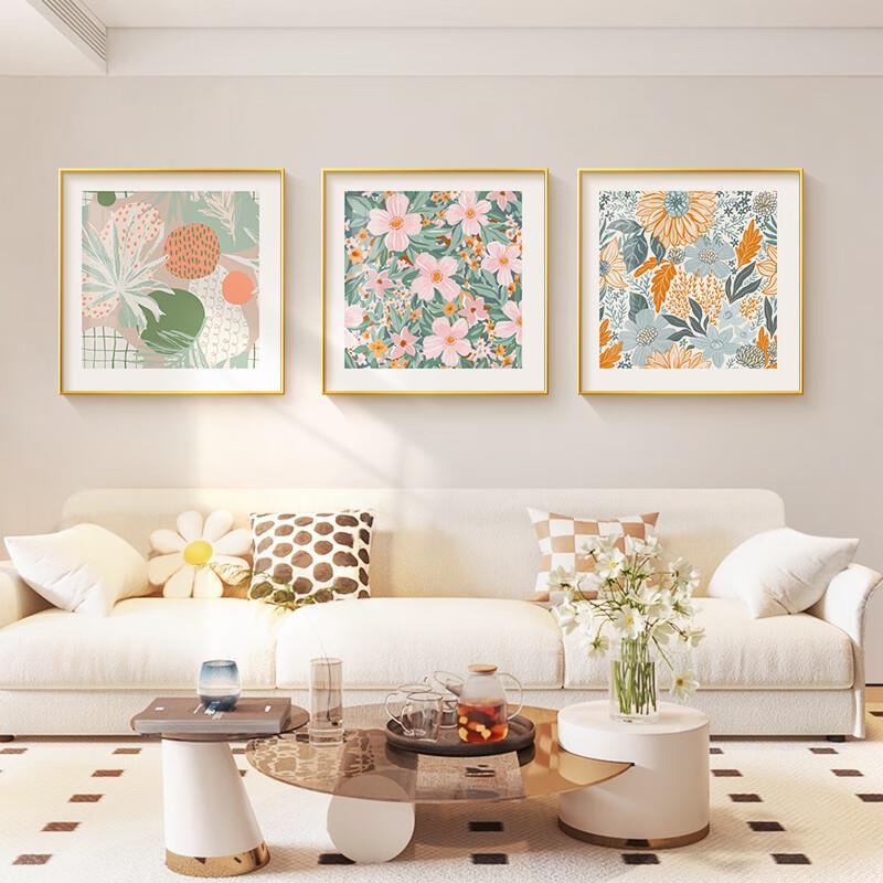 欧式客厅沙发背景装饰画抽象绿色风景餐厅挂画酒店简约方形壁画