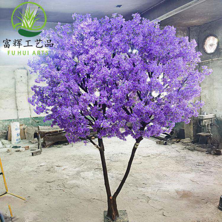 仿真蓝花楹紫藤紫丁香桃花树布景桃花海棠花道具装饰摆件