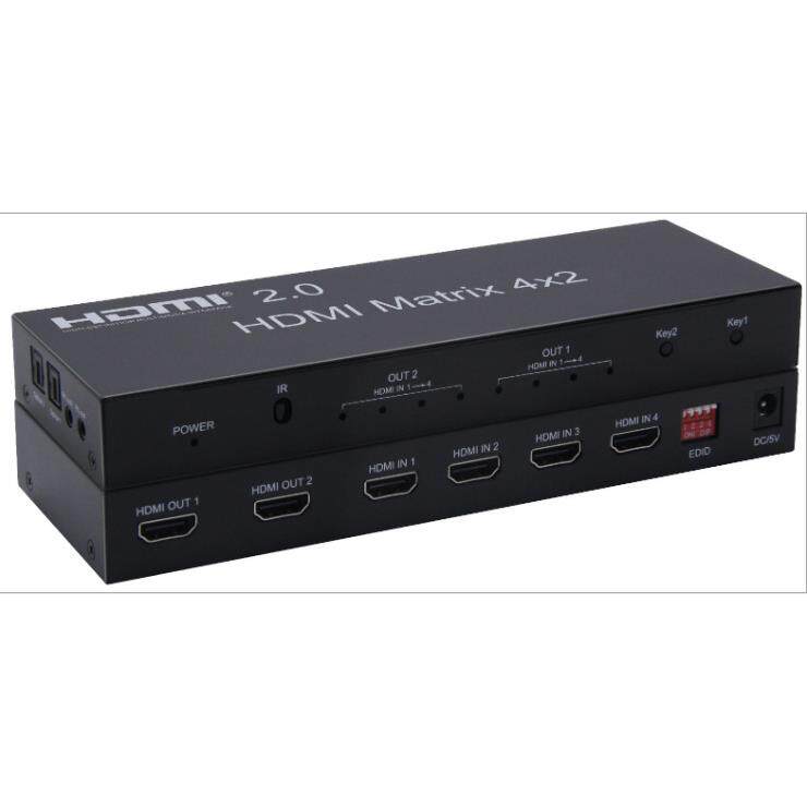 工厂直销HDMI矩阵4X2HDMI4进2出音频输出切换器分配器4X2矩阵2.0