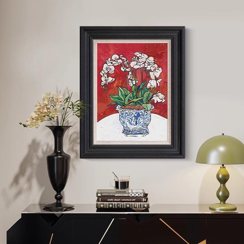 《青花瓷蝴蝶兰》法式中国风复古客厅装饰画新中式玄关画卧室挂画