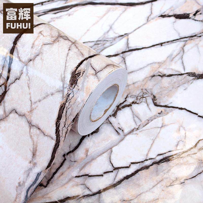 厨房防油贴纸橱柜灶台用大理石墙纸防水防潮自粘耐高温壁纸米黄色