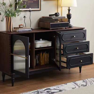 复古法式餐边柜实木餐厅储物收纳柜美式客厅茶水柜多功能一体靠墙