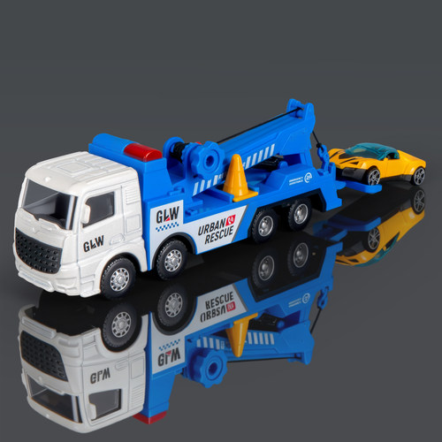 合金救援车 惯性拖车小汽车玩具