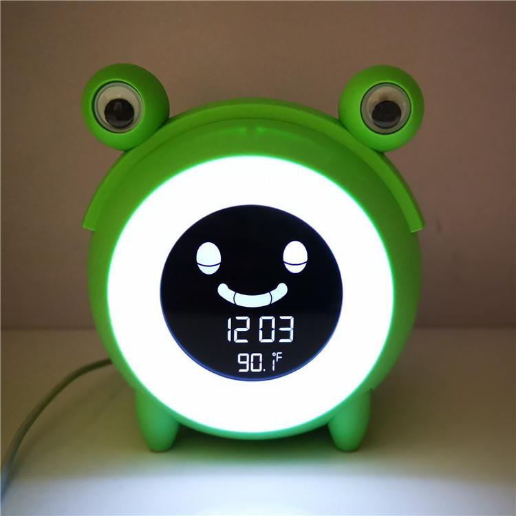 青蛙儿童睡眠训练钟趣味卡通闹钟智能情景LED灯自然声音乐闹钟