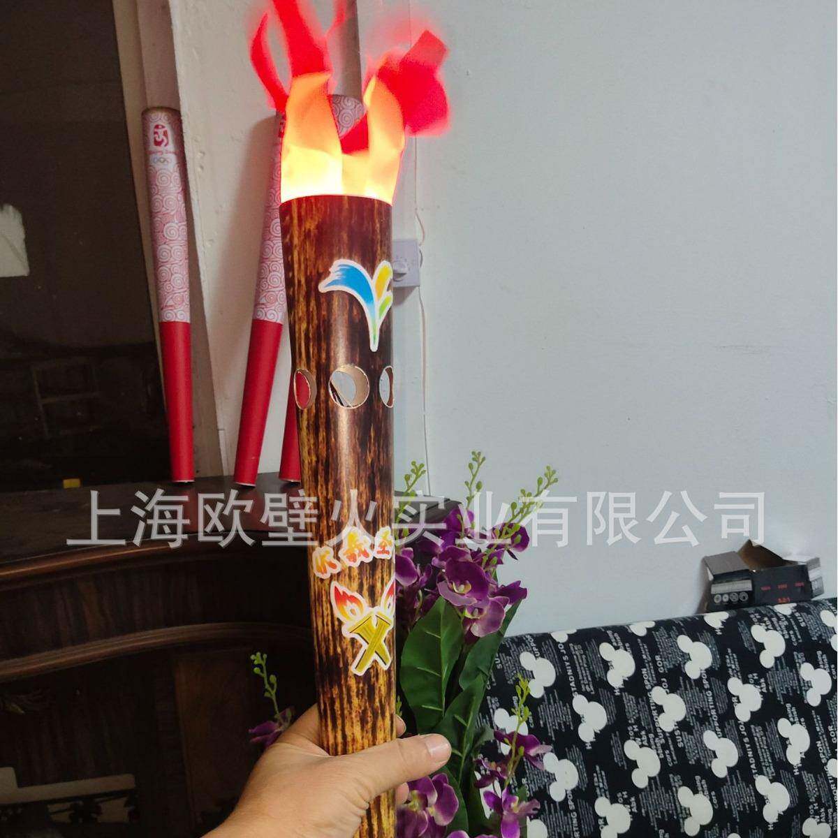 火把节的电子火把仿木质仿真火炬伏羲壁炉电子火炬篝火启动道具