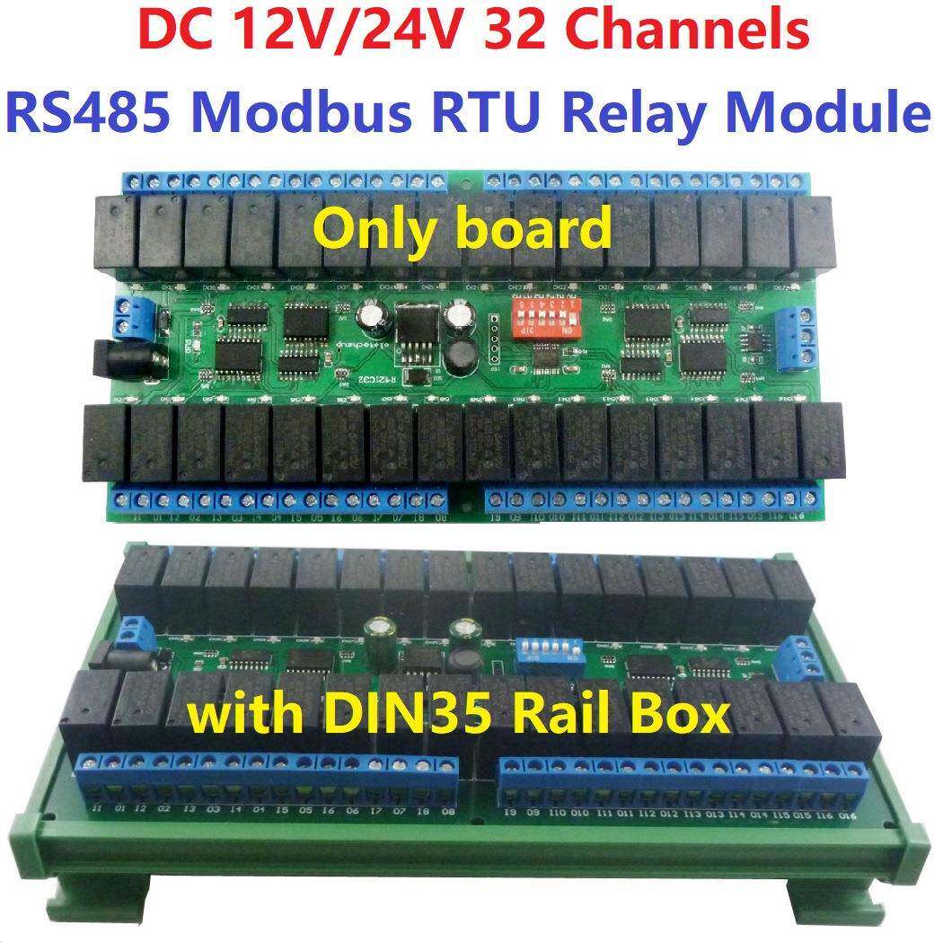 12V32通道RS485继电器ModbusRTU协议串口遥控开关PLC控制板