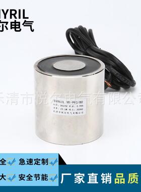YR-P80/80吸盘电磁铁300KG直流电吸盘DC12VDC24V电磁铁直销