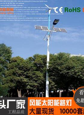 户外678米60w太阳能路灯风机能风力LED大功率路灯乡村工程高杆灯
