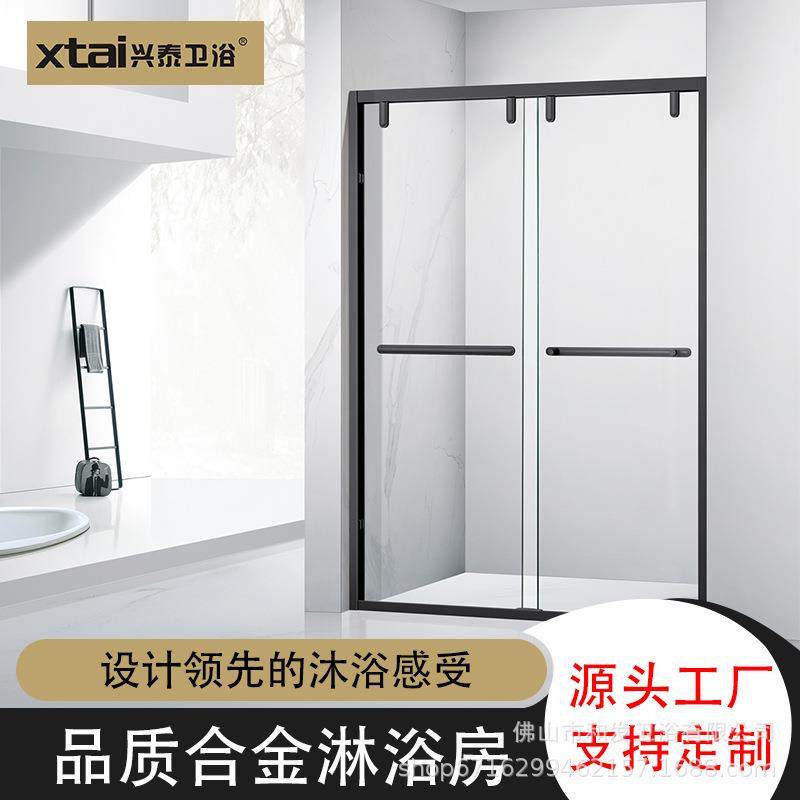 浴室玻璃门隔断屏一字型洗澡卫生间平开推拉门干湿分离淋浴房钢化