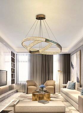 新款简约轻奢水晶吊灯客厅现代高档LED灯饰复式楼卧室餐厅灯具