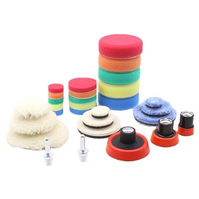 细节抛光海绵盘29件套1.2/2/3寸M14海绵轮羊毛抛光垫收蜡盘打蜡垫