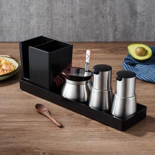 新款中高档餐厅勺筷托盘商用餐厅专用醋瓶套装商用桌面爆款调料罐