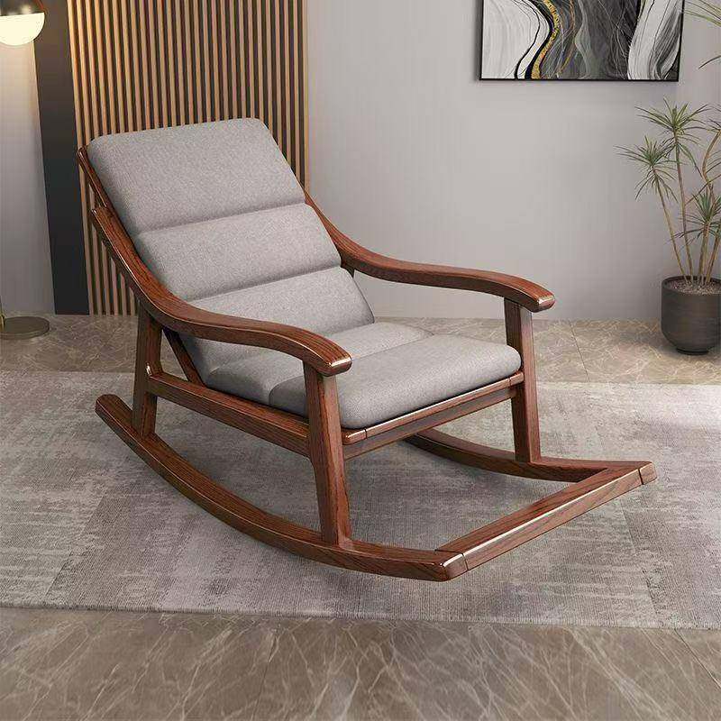 新中式全实木摇摇躺椅客厅单人沙发懒人椅子成人躺椅老人