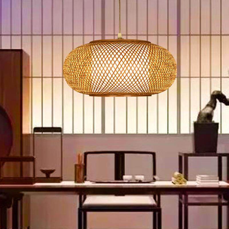 中式吊灯竹艺日式榻榻米民宿饭店田园竹编卧室阳台东南亚风格灯具