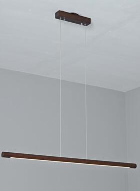北欧简约LED圆棒长条吧台一字设计师实木新中式餐桌吊灯具5120圆