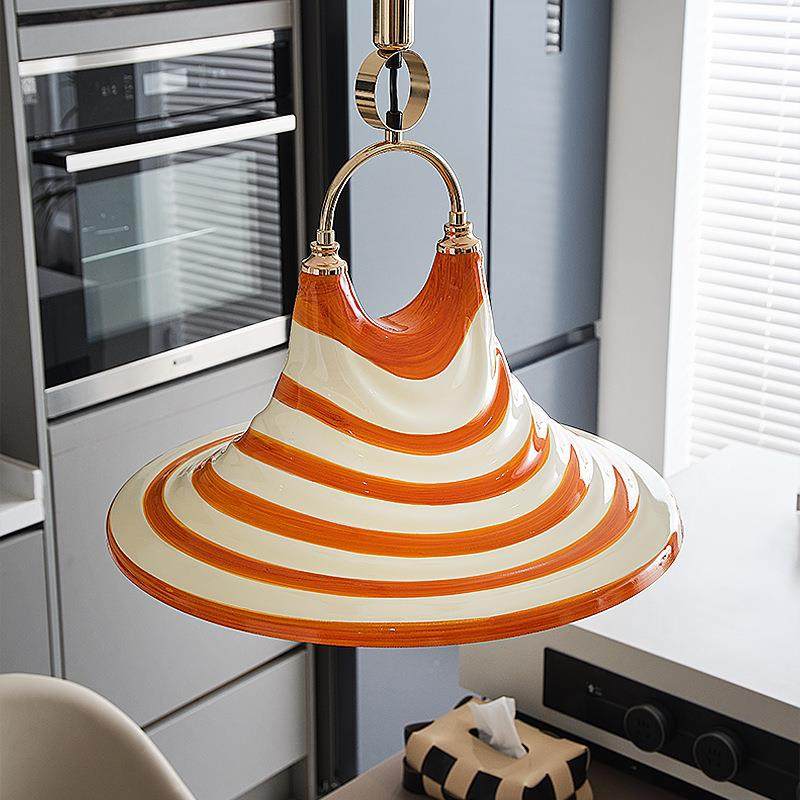 中古风彩绘创意餐厅吊灯个性艺术可伸缩条纹喇叭床头灯吧台灯,纺织面料/辅料/配套,纺织机械配件,淘宝优惠券,粉丝福利购,淘宝优惠卷