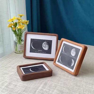 黑胡桃木月亮相框摆台榫卯圆角相框纪念照6寸7寸8寸10寸樱桃柚木