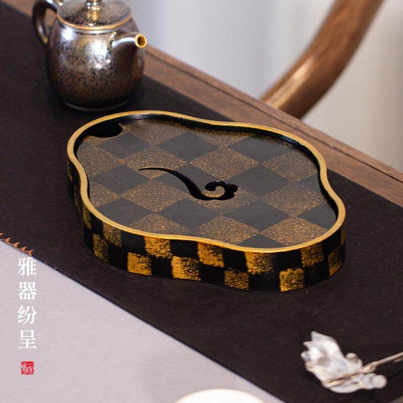盛水小茶盘漆器老铁壶承储水干泡盘茶台茶具小号便携功夫托盘
