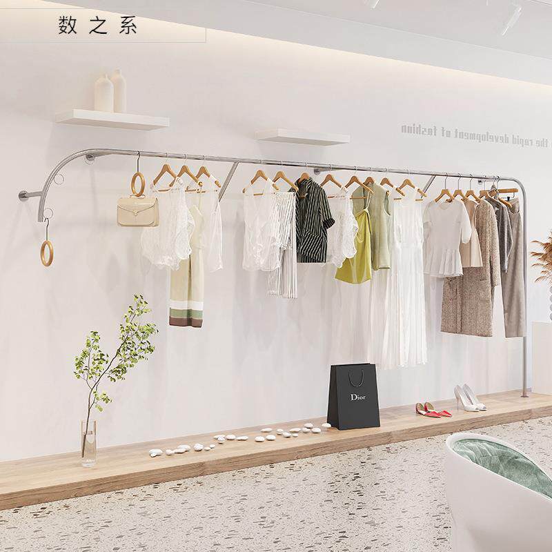 不锈钢拉丝上墙挂衣架服装店创意异形衣服展示架落地式陈列架货架