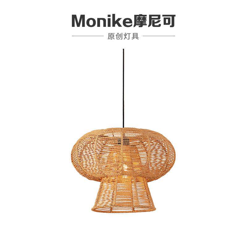 单头书房led简约餐厅吊灯藤艺设计师东南亚吧台床头中山灯具
