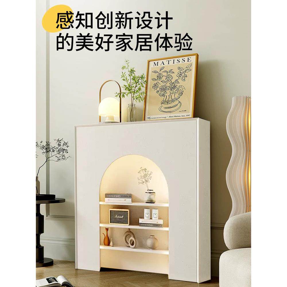 法式壁炉直播间装饰柜客厅入户玄关展示柜北欧白色简约置物架