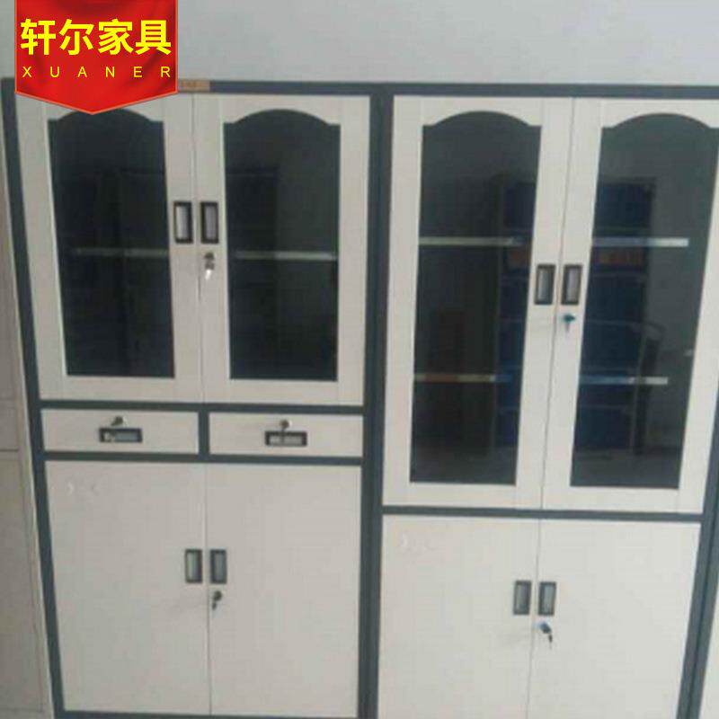 现代办公铁皮文件柜加厚钢制文件柜带锁储藏柜档案柜玻璃柜