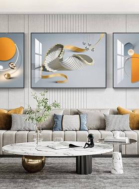 约舞AL651699人生客厅装饰画现代动简象抽艺术壁画橙色轻奢挂画创