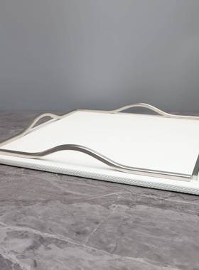 美式创意NJZ方形白色托盘板果盘摆件书样房卧室房客厅装玄关软饰