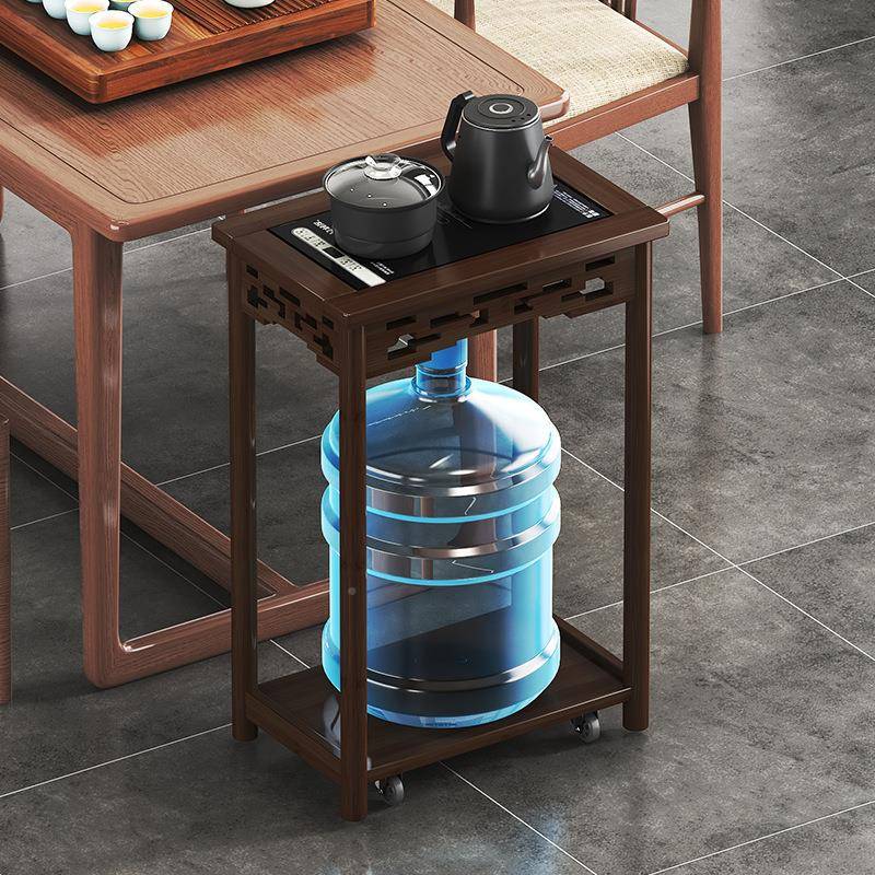移动茶家用体小木茶台侧边柜实泡茶吧茶几烧94水壶一水桶架茶桌水