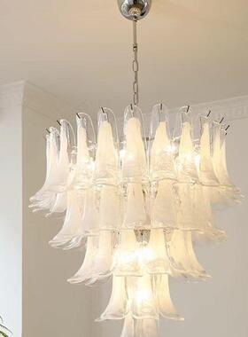 法式奢中古云雾玻KPB璃吊轻灯美式复古客厅餐设计师厅款马蹄水晶