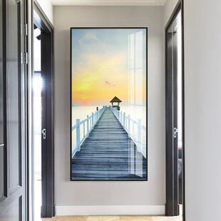 户玄装饰画竖版轻奢挂画四海升平风景山水画进门客入走廊尽关头墙