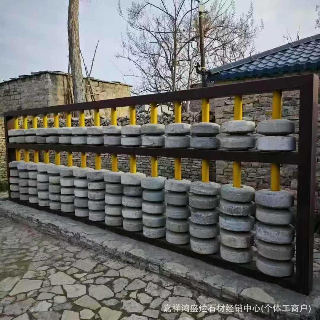 老磨盘旧磨片景区公园庭院别墅垫脚石踏步石景区装饰石磨盘