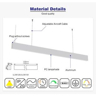 5cm悬挂式 线一XCB字办铝会材吊灯 LED线条灯议室吸顶灯公室工程款