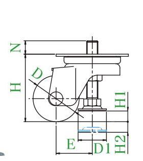 米米中载重体型连调节轮CMAS50-FCMAS50-思F直径2寸载重250KG脚轮